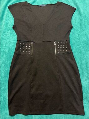 Black Stud-Detail Sheath Dress